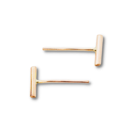Bar Stud Earrings Gold Smooth