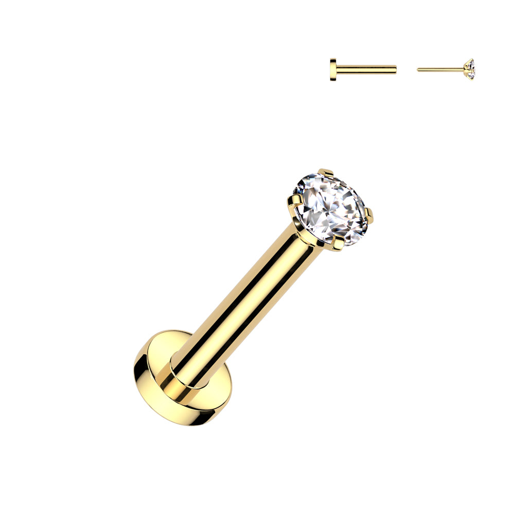 Sold By Piece - Implant Grade Titanium Threadless Push in Labret With Prong Set CZ Top (Copy)