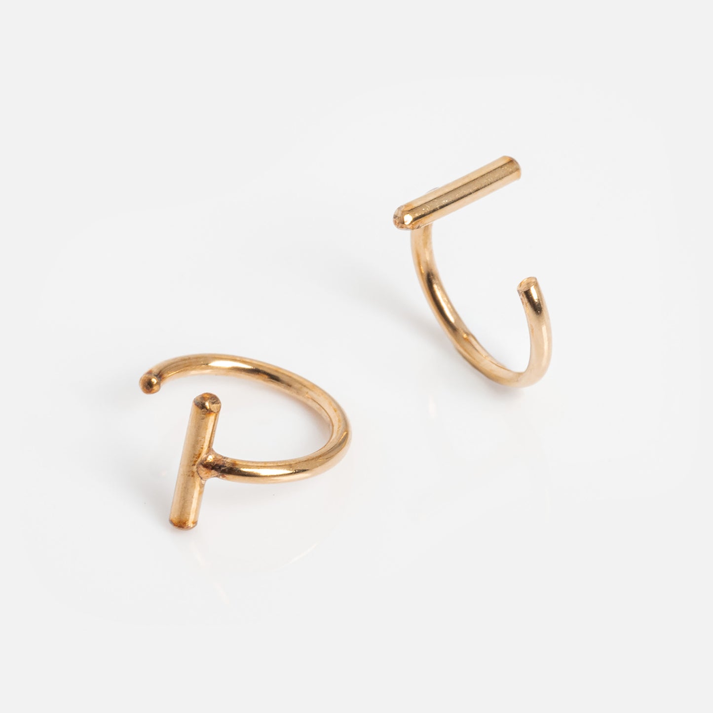 Bar Hoop Earrings - Gold