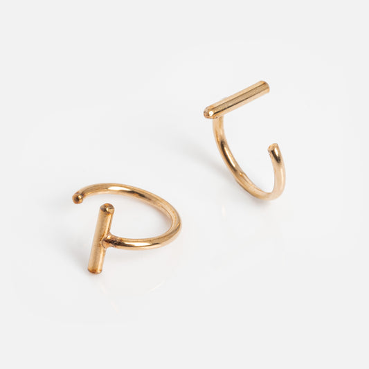 Bar Hoop Earrings Gold