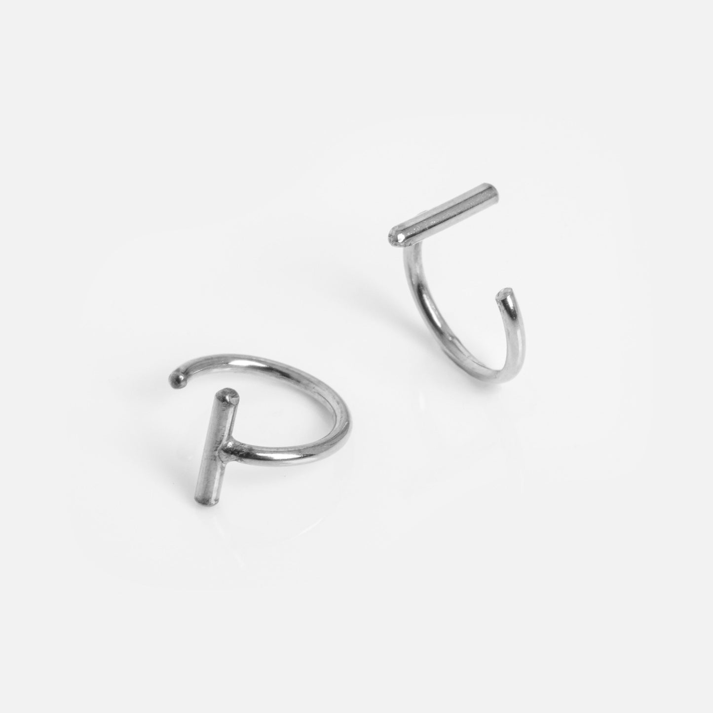 Bar Hoop Earrings - Silver