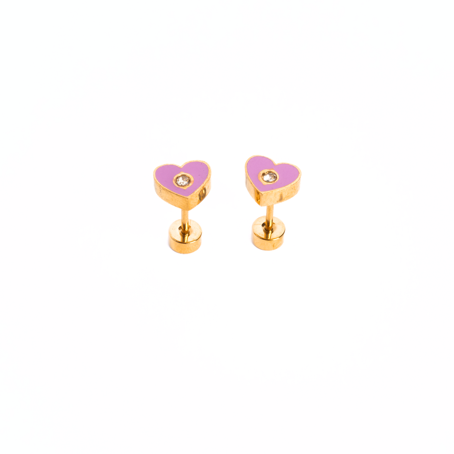 Bubble Heart Enamel Screwbacks