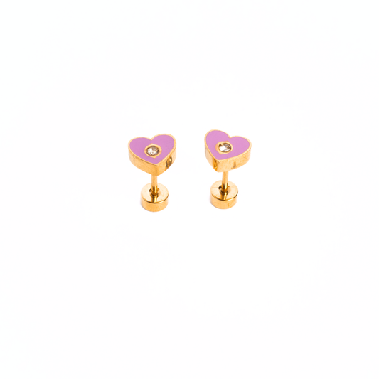 Bubble Heart Enamel Screwbacks