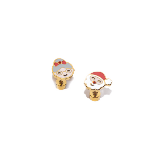 Santa & Mrs. Clause Enamel Screwbacks