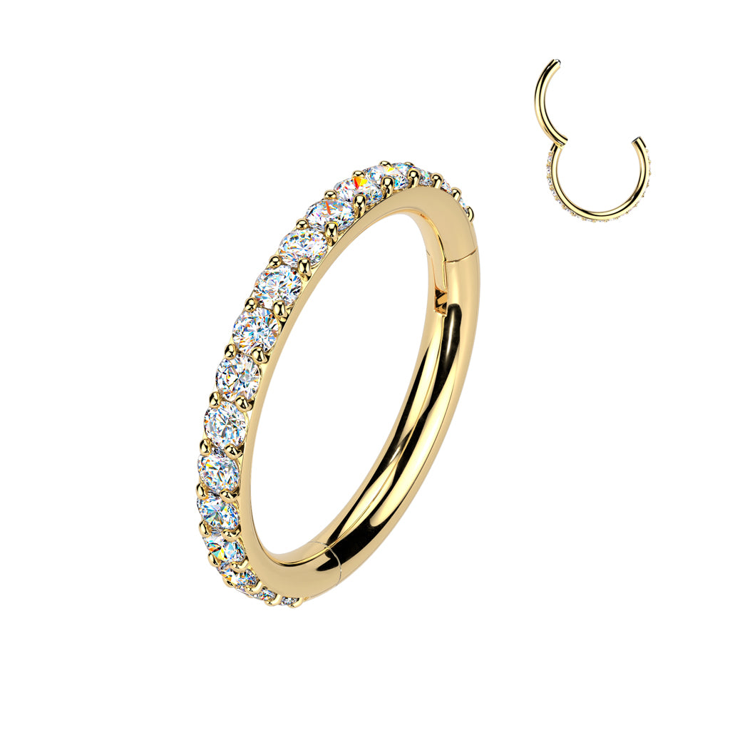 Sold by piece - Titanium Hinged Segment Hoop Ring With Outward Facing Moissanite Pave CNC Set