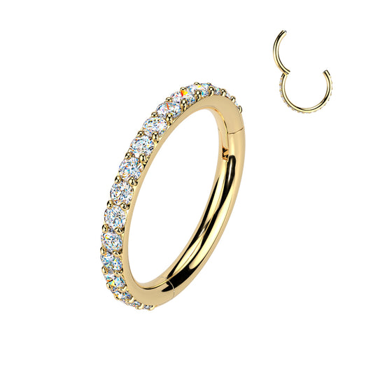 Sold by piece - Titanium Hinged Segment Hoop Ring With Outward Facing Moissanite Pave CNC Set