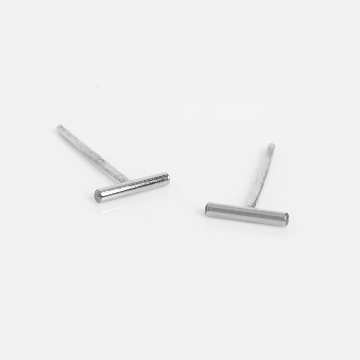 Bar Stud Earrings Silver Smooth