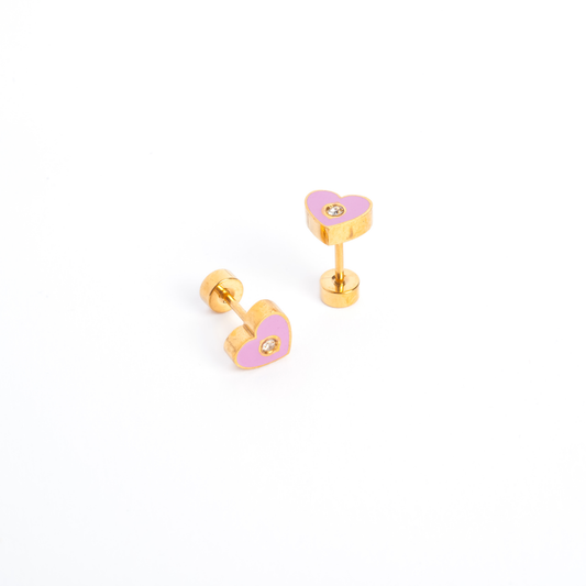 Bubble Heart Enamel Screwbacks