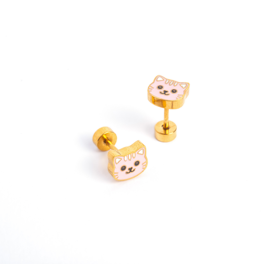 Kitty Enamel Screwbacks