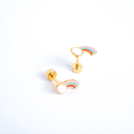 Half Rainbow Enamel Screwbacks
