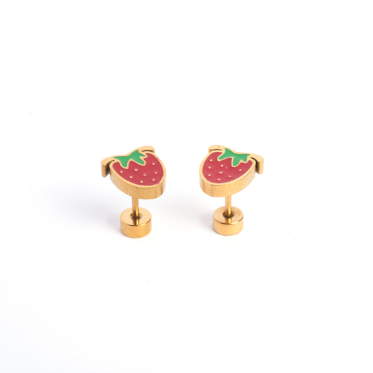 Strawberry Enamel Screwbacks